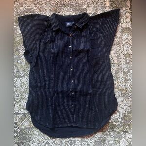 GAP Navy Flutter Top with Silver Stripes